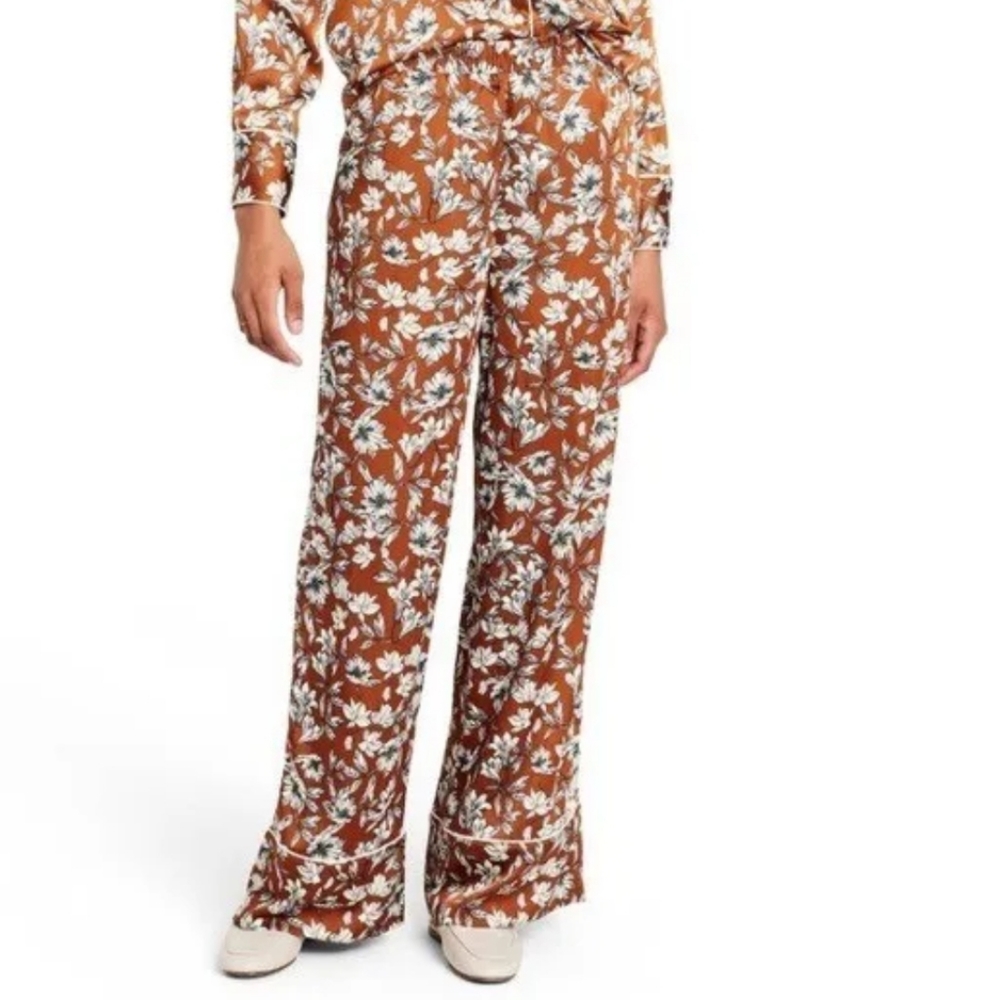 La Ligne Brown Floral Wide Leg Pants